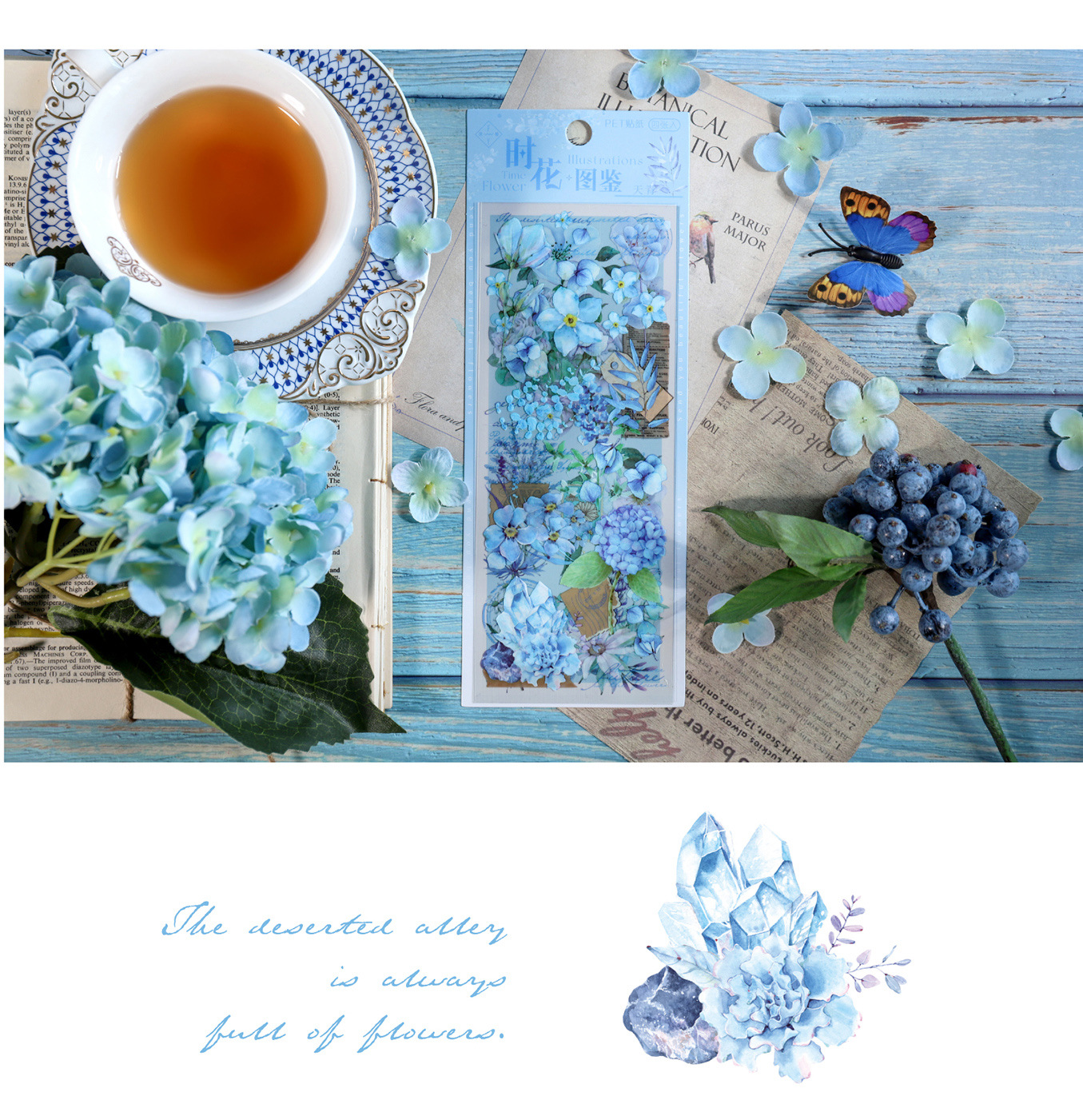 Купить Наклейки Flower Illustrations-Голубой в Ташкенте • Create'